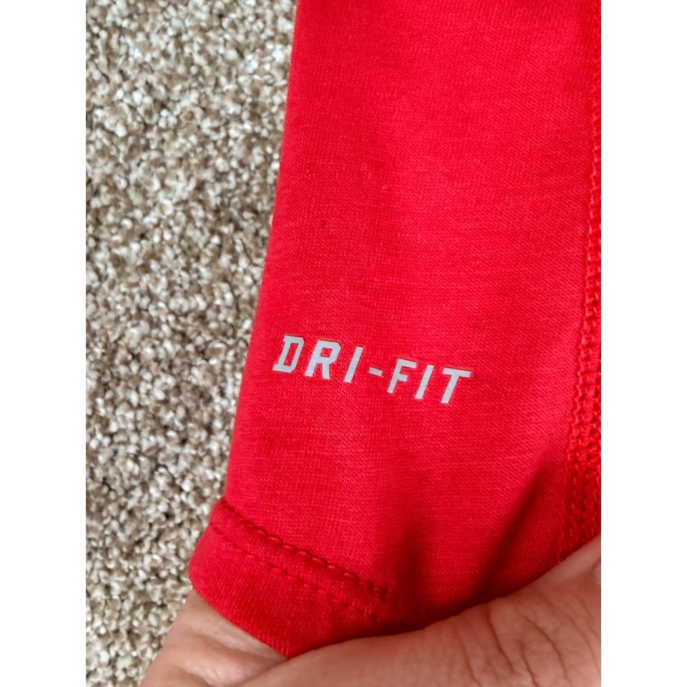 Nike Running Dri-FIT Hoodie Womens XS Red Long Sleeve Thumbhole Top Gym Train - Picture 8 of 13
